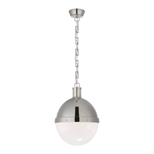 Hicks Large Pendant - Polished Nickel with White Glass