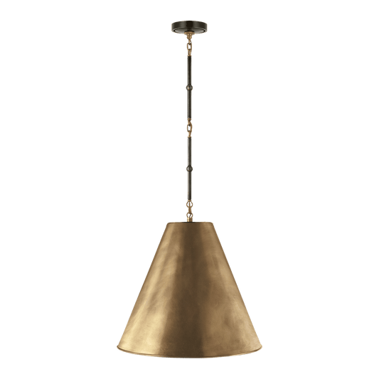 Goodman Medium Hanging Light - Bronze & Antique Brass with Antique Brass Shade