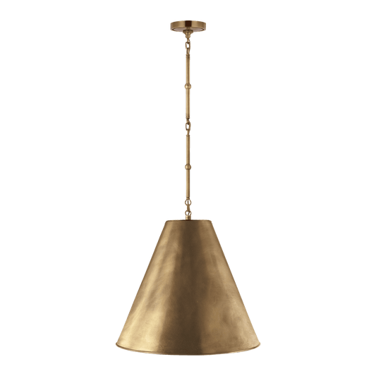 Goodman Medium Hanging Light - Antique Brass with Antique Brass Shade