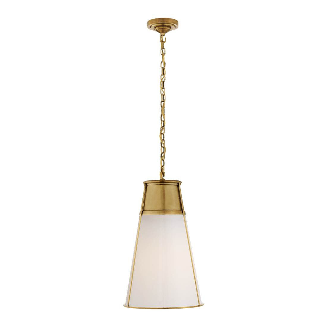 Robinson Large Pendant - Antique Brass with White Glass