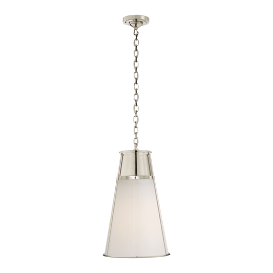 Robinson Large Pendant - Polished Nickel with White Glass