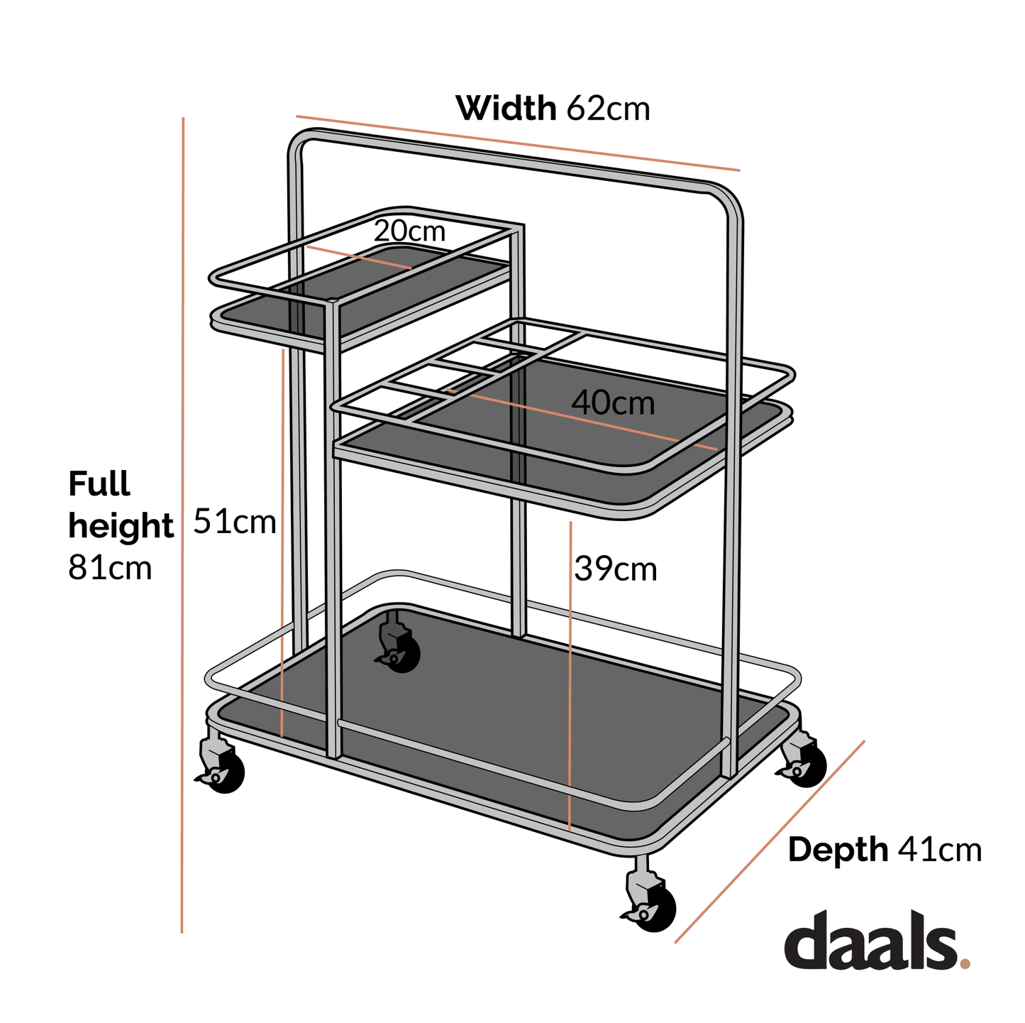 Clementine Antique Brass Effect Drink Trolley