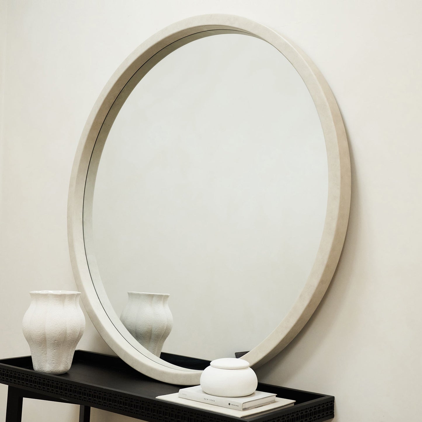Tamara - Extra Large Concrete Round Wall Mirror 120cm x 120cm