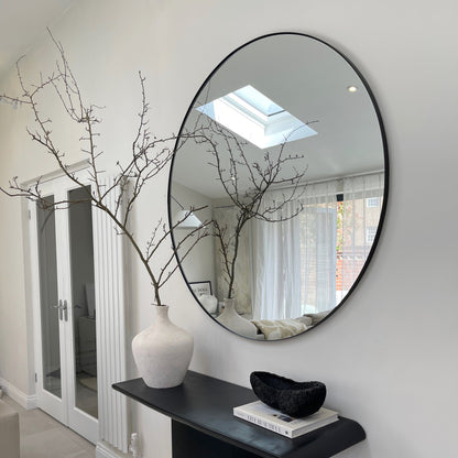Theo - Black Round Metal Extra Large Wall Mirror 120cm x 120cm