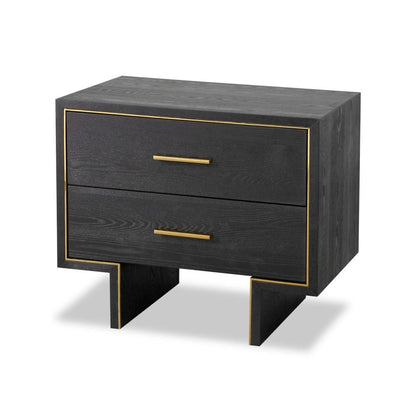 Tigur Bedside Table - Black Ash Veneer