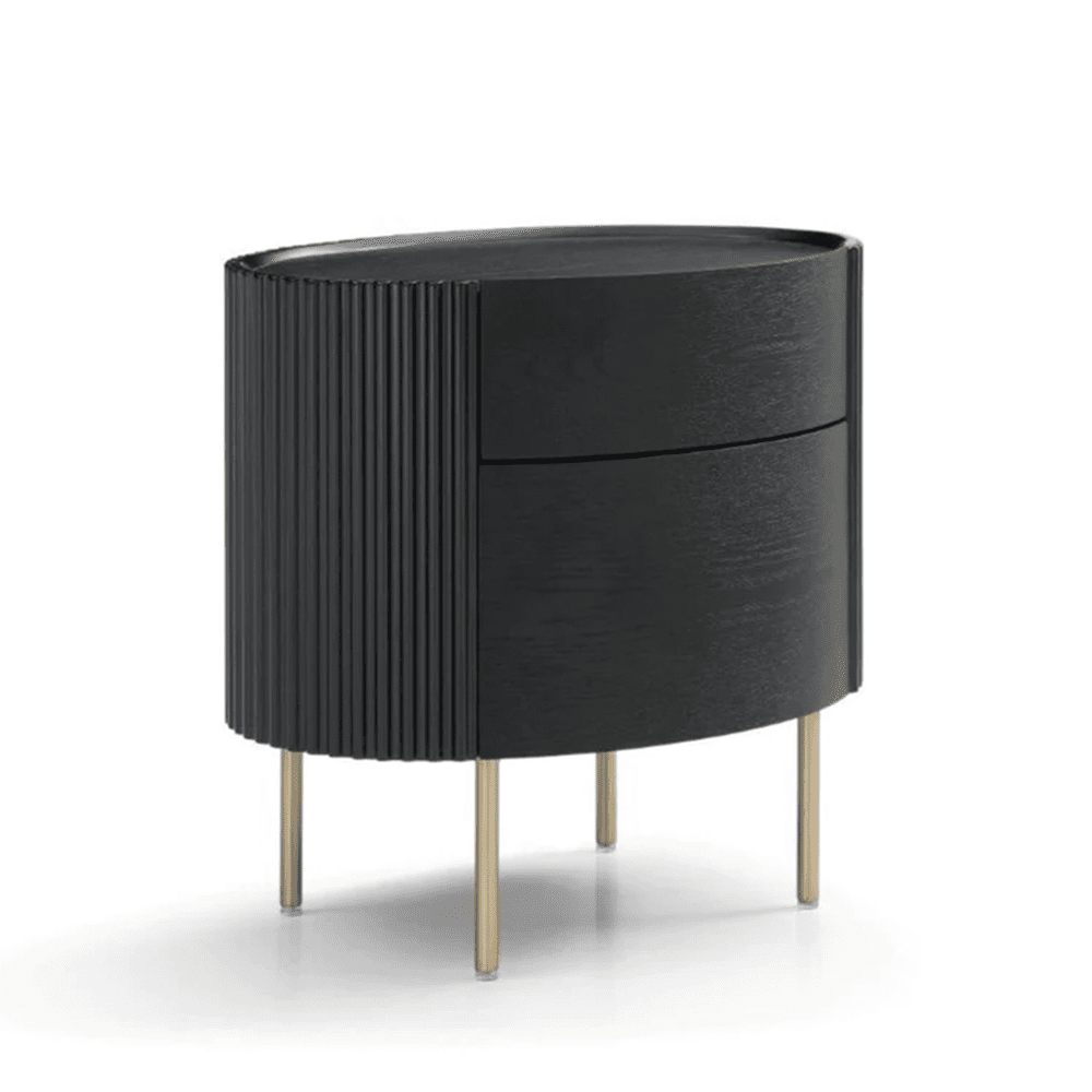 Lantine Bedside Table - Black Oak