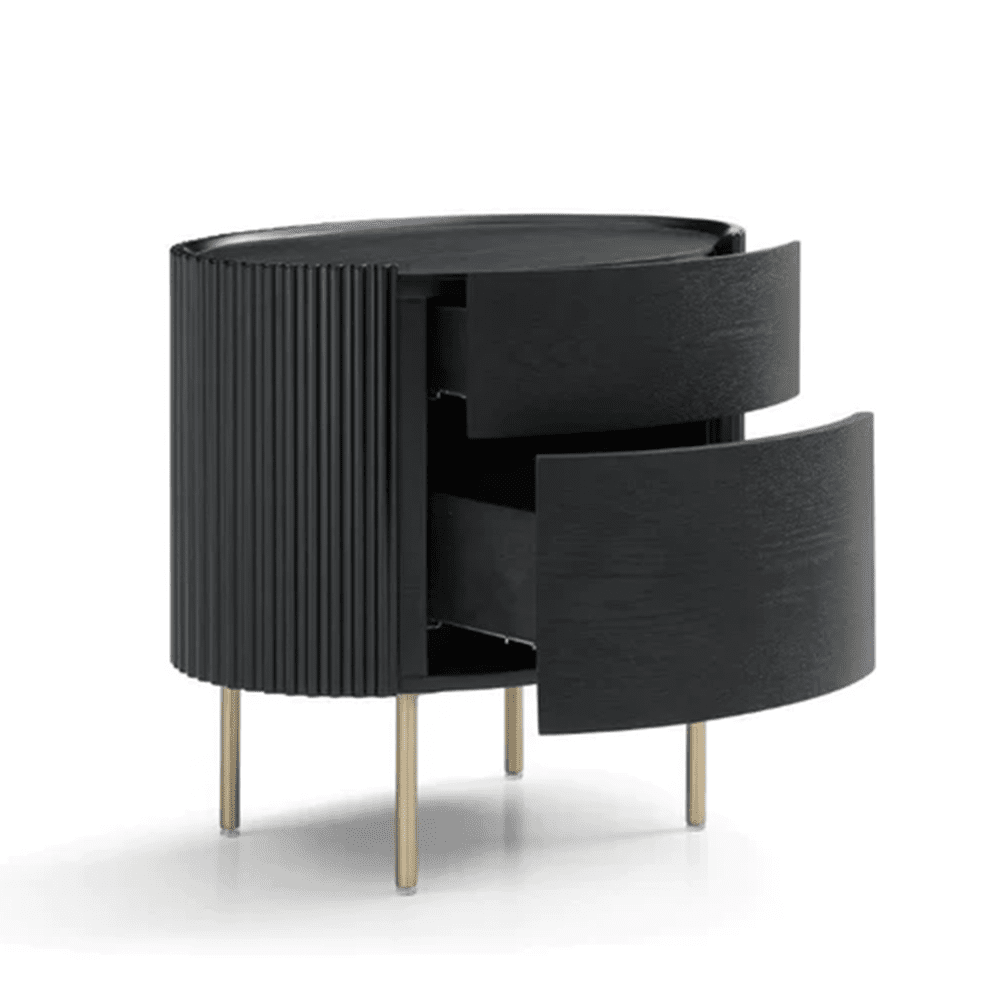 Lantine Bedside Table - Black Oak