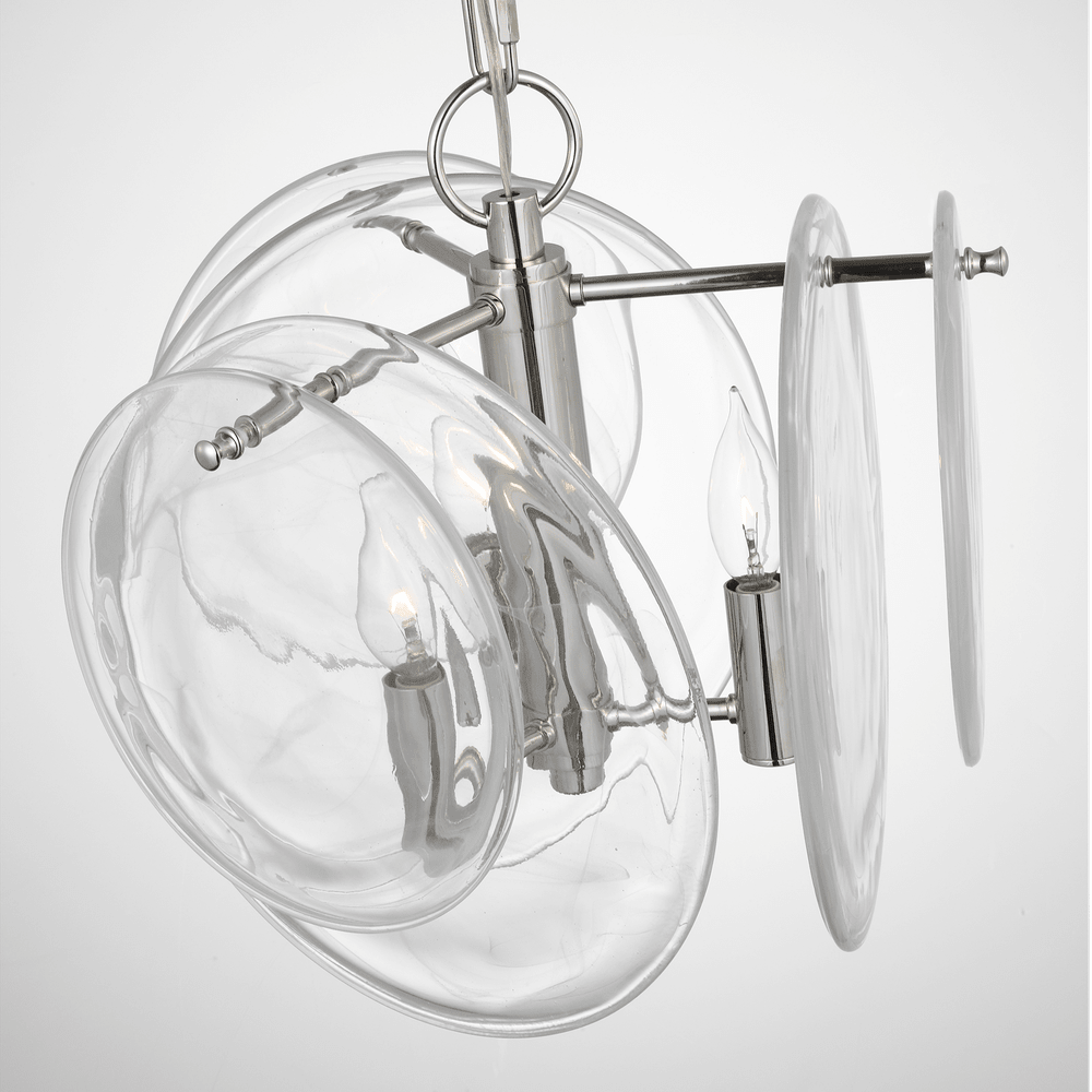 Loire Petite Chandelier - Polished Nickel with Clear Strie Glass