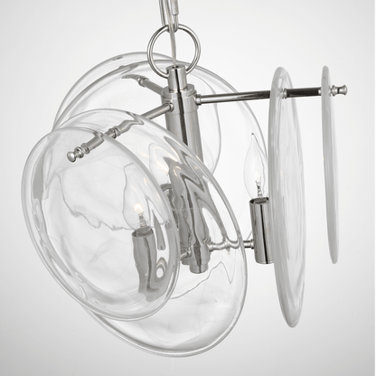 Loire Petite Chandelier - Polished Nickel with Clear Strie Glass