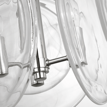 Loire Petite Chandelier - Polished Nickel with Clear Strie Glass