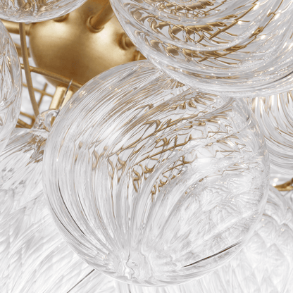 Talia 38" Flush Mount - Gild & Clear Swirled Glass