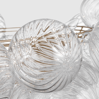 Talia 38" Flush Mount - Gild & Clear Swirled Glass