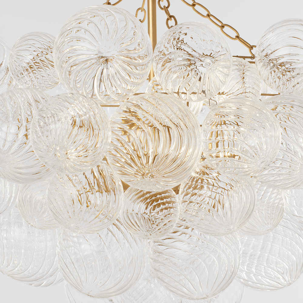 Talia Large Chandelier - Gild & Clear Swirled Glass