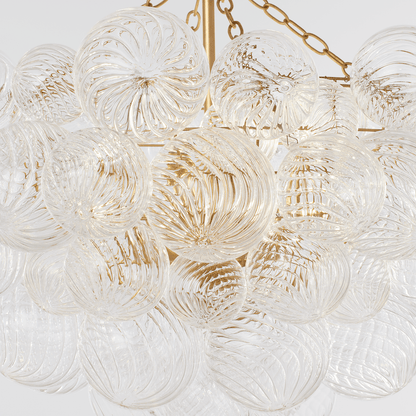 Talia Large Chandelier - Gild & Clear Swirled Glass