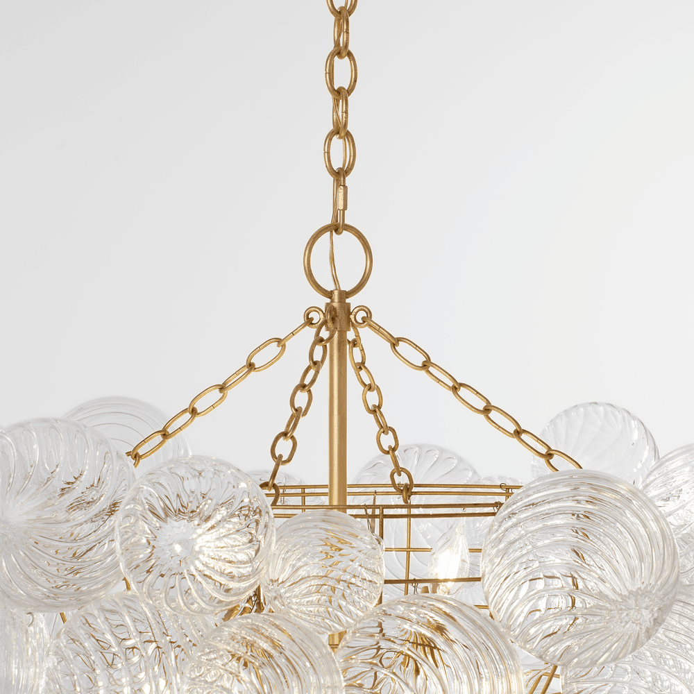 Talia Large Chandelier - Gild & Clear Swirled Glass