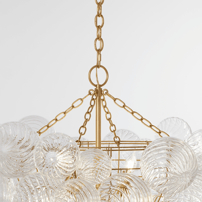Talia Large Chandelier - Gild & Clear Swirled Glass