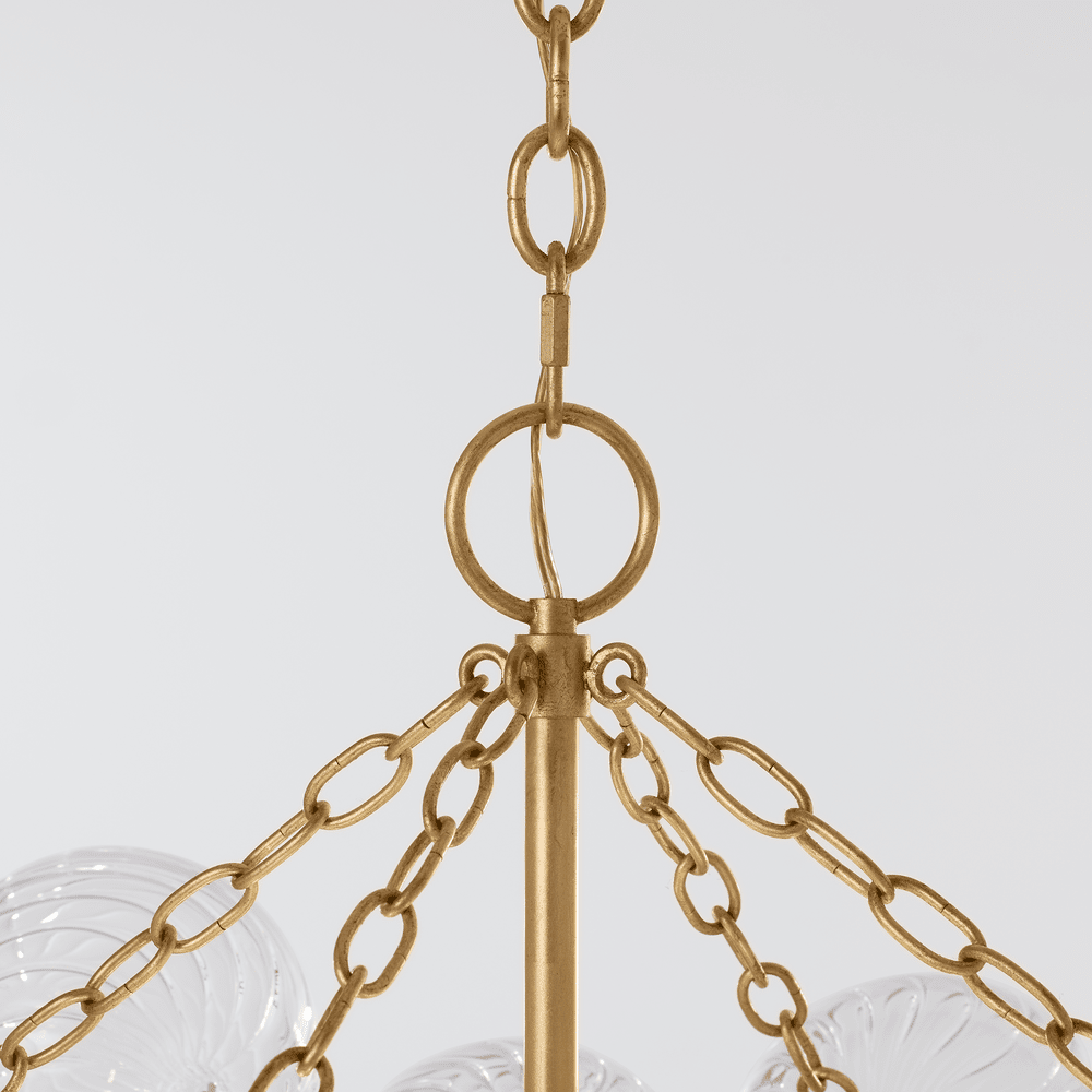 Talia Large Chandelier - Gild & Clear Swirled Glass