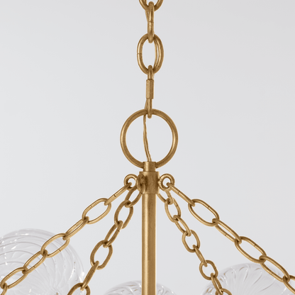 Talia Large Chandelier - Gild & Clear Swirled Glass
