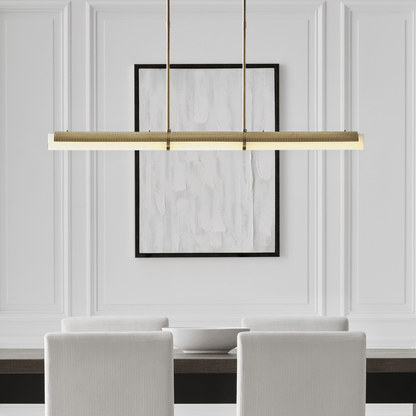 Precision Large Linear Chandelier - Antique-Burnished Brass with White Glass