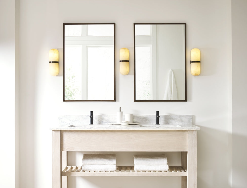 Melange Pill Form Sconce - Bronze with Alabaster