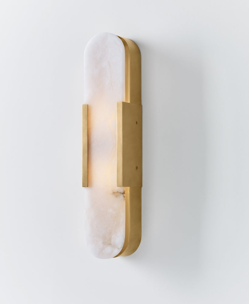 Melange Elongated Sconce - Antique-Burnished Brass with Alabaster