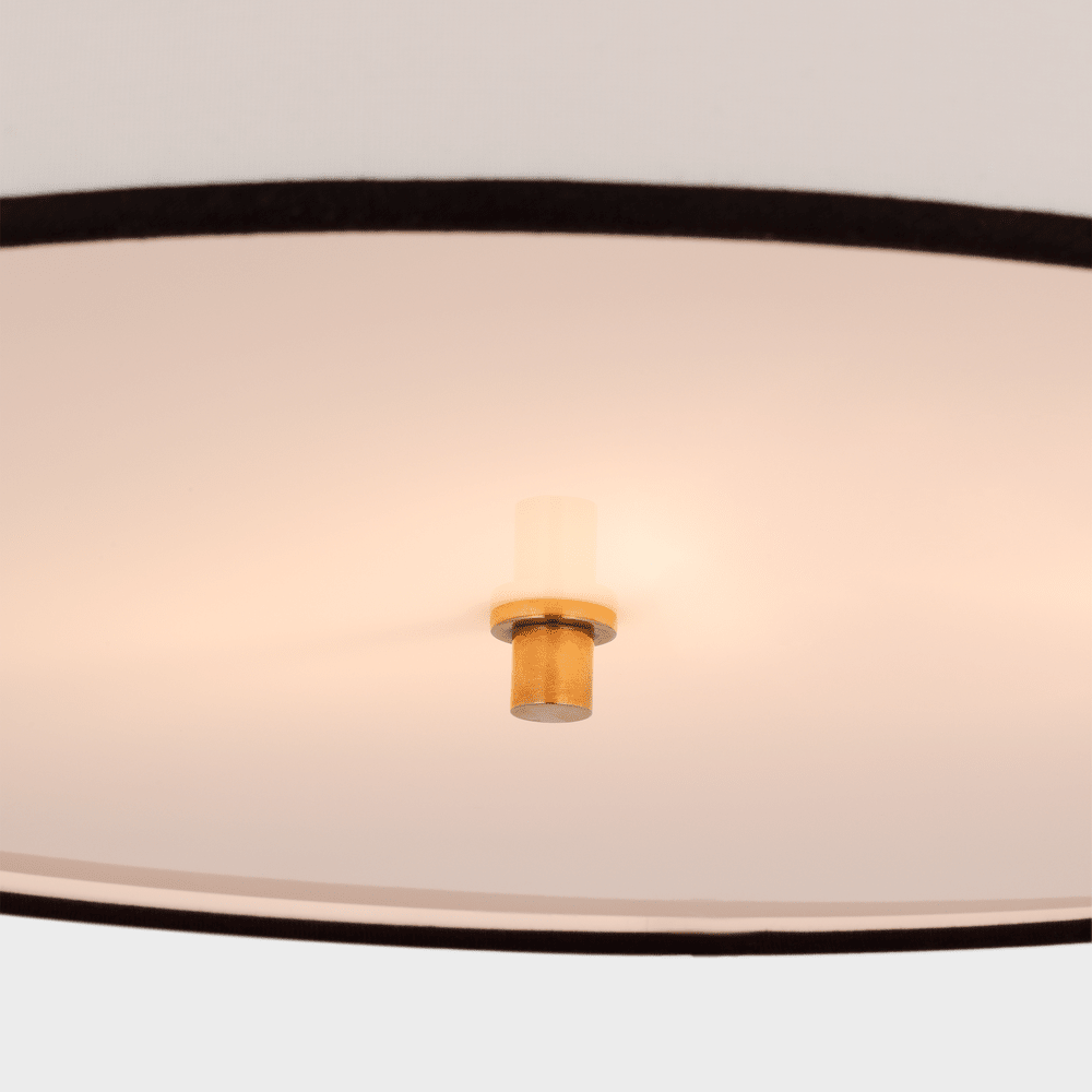 Reed Hanging Shade - Antique Brass with Linen Shade with Black Trim