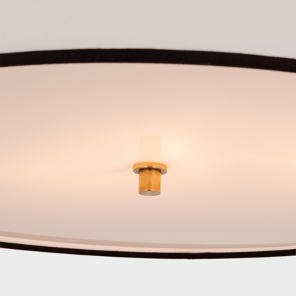 Reed Hanging Shade - Antique Brass with Linen Shade with Black Trim