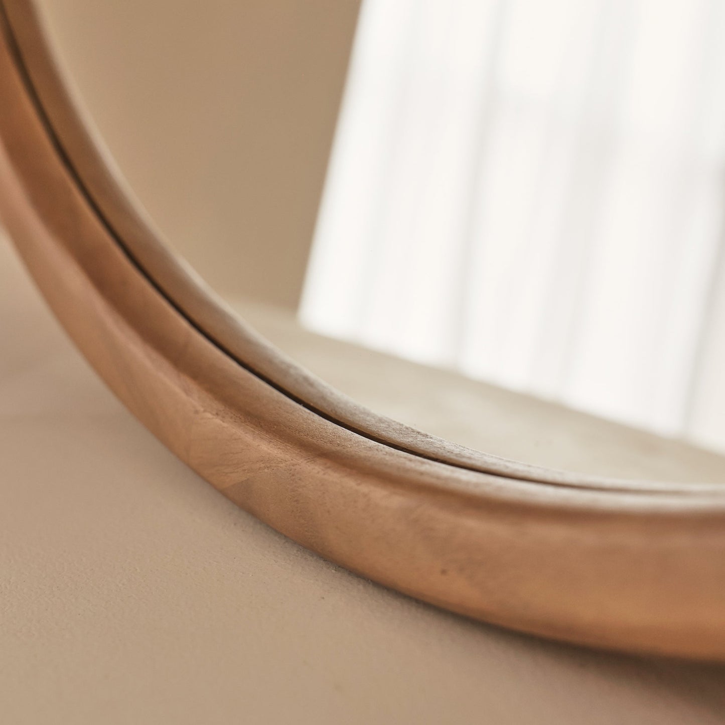 Arden - Warm Wood Round Wooden Wall Mirror 70cm x 70cm