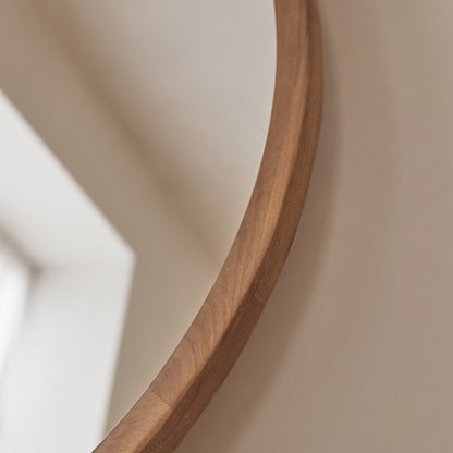 Arden - Warm Wood Round Wooden Wall Mirror 70cm x 70cm