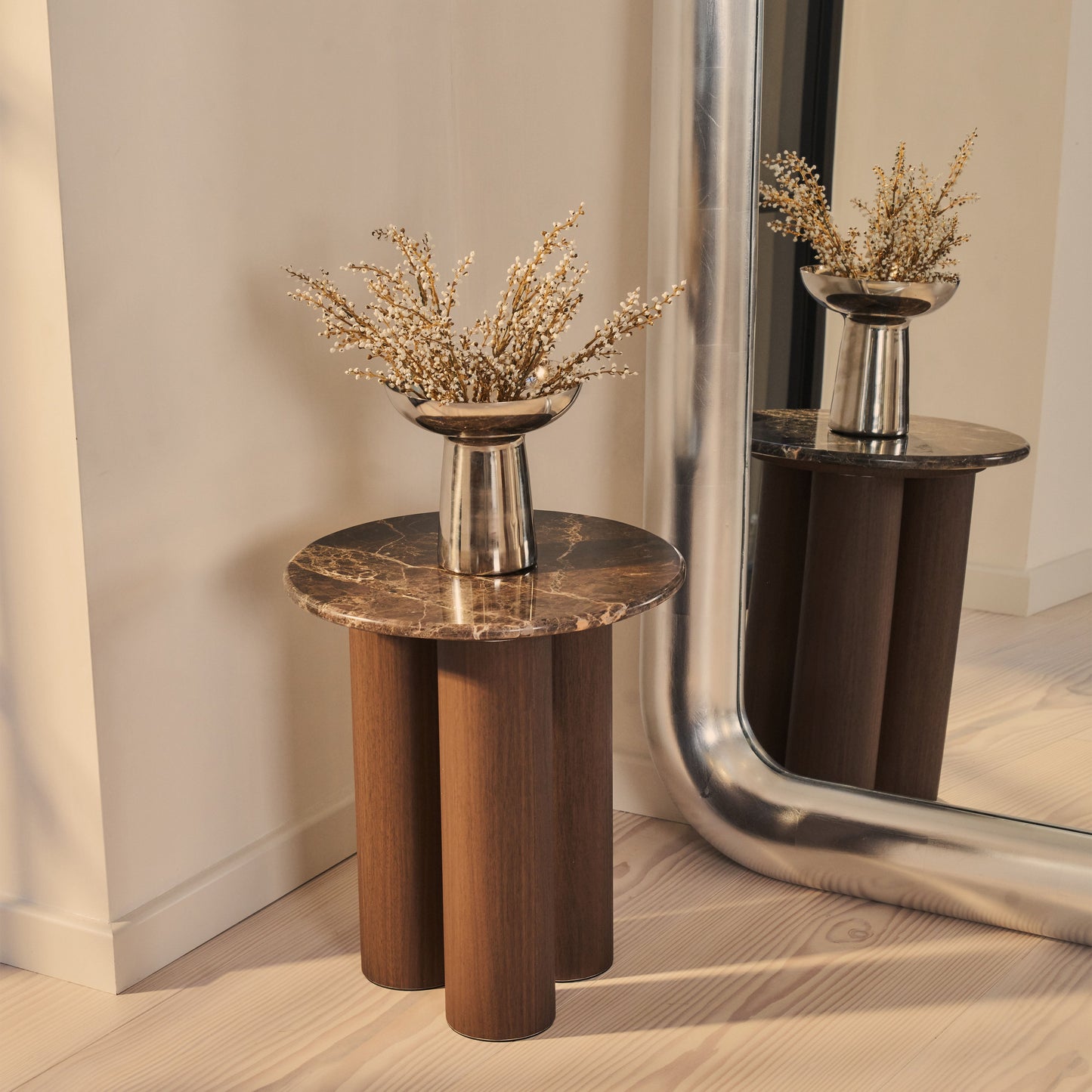 Obsidian - Full Length Arched Brushed Chrome Extra Large Mirror 200cm x 120cm