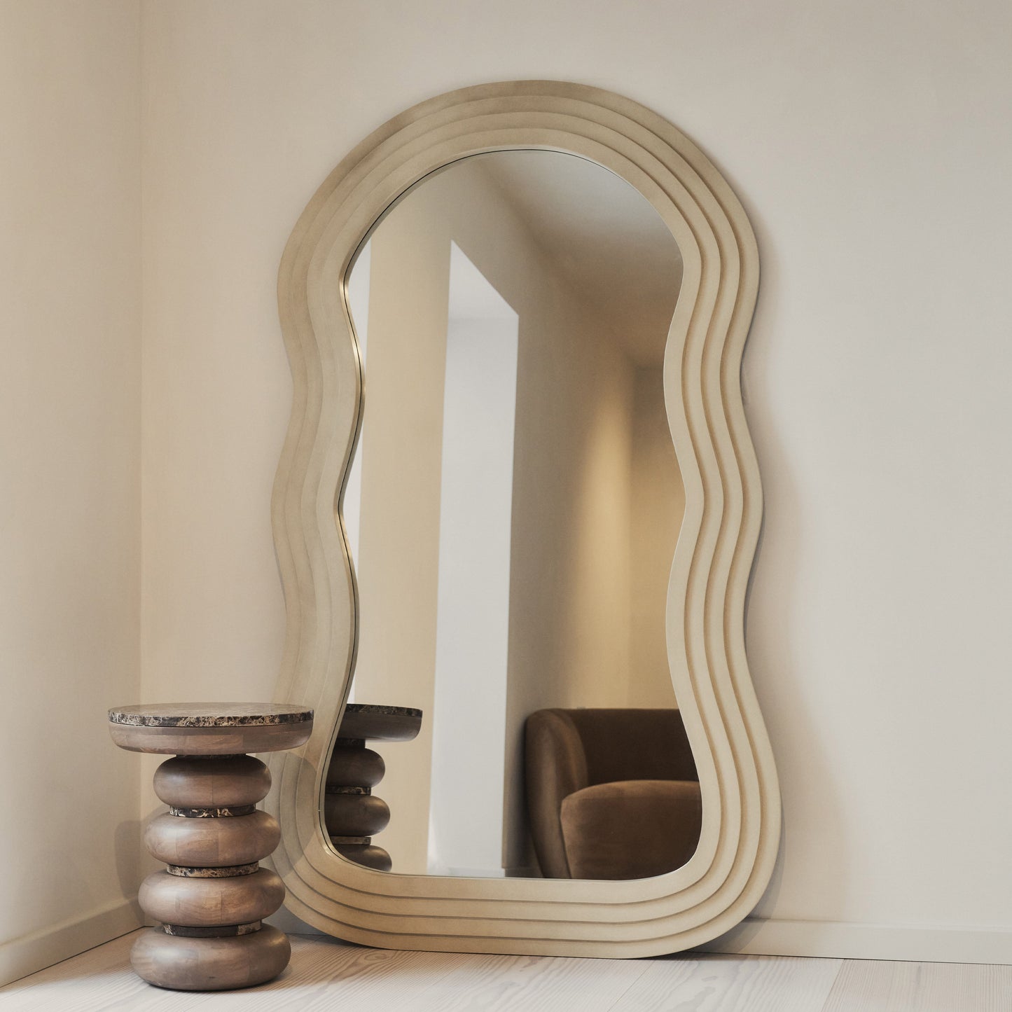 Luciana - Full Length Wave Concrete Extra Large Mirror 180cm x 105cm