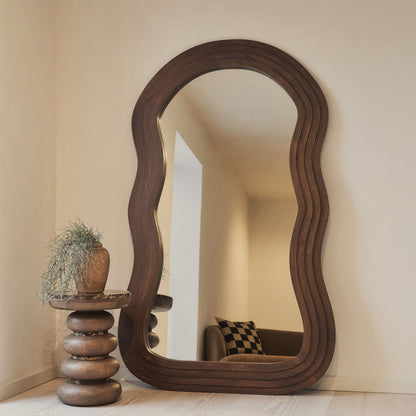 Luciana - Full Length Wave Dark Wood Extra Large Mirror 180cm x 105cm