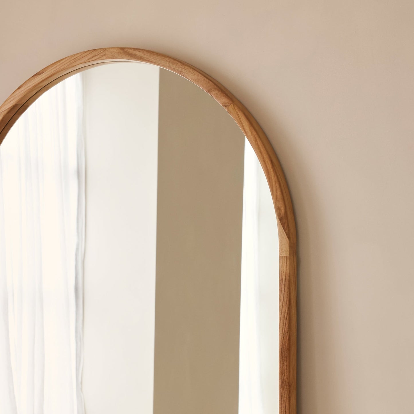 Arden - Light Wood Full Length Arched Wooden Mirror 175cm x 95cm