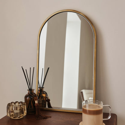 Liberty - Gold Arched Metal Wall Mirror 50cm x 30cm