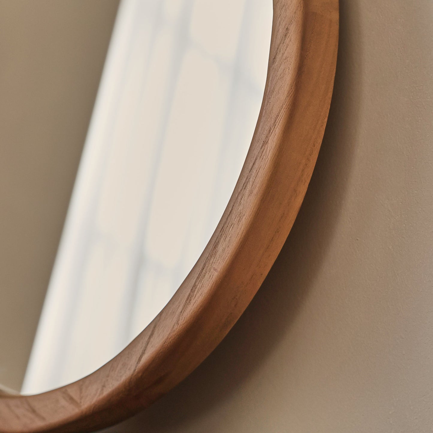 Arden - Warm Wood Round Wooden Wall Mirror 40cm x 40cm