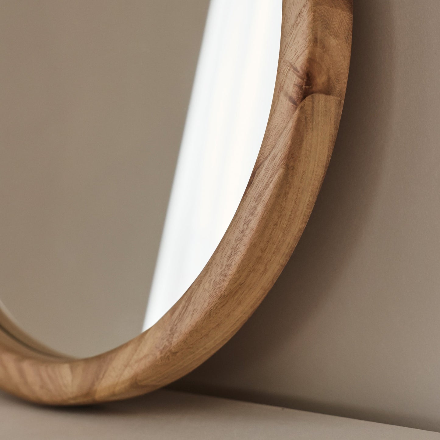 Arden - Light Wood Round Wooden Wall Mirror 40cm x 40cm