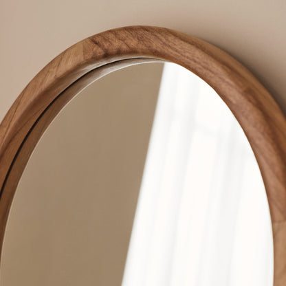 Arden - Light Wood Round Wooden Wall Mirror 40cm x 40cm