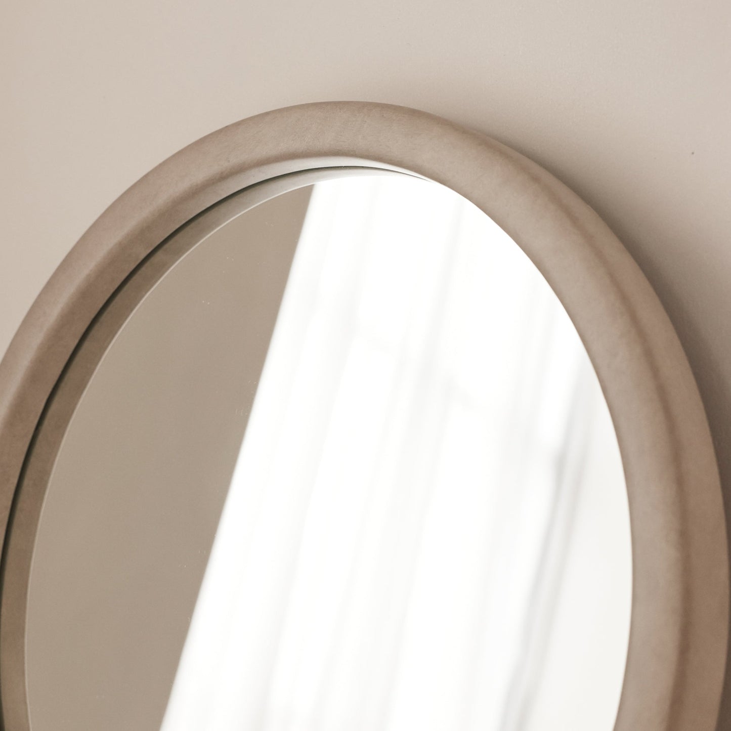 Arden - Concrete Round Wooden Wall Mirror 40cm x 40cm