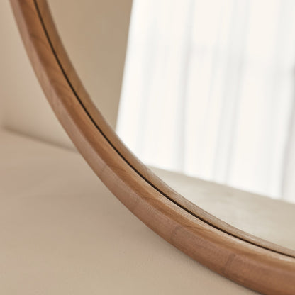 Arden - Large Warm Wood Round Wooden Wall Mirror 90cm x 90cm