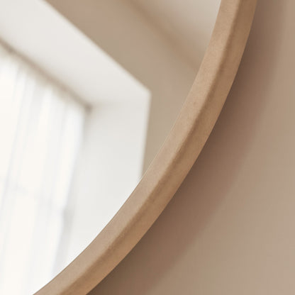 Arden - Large Concrete Round Wooden Wall Mirror 90cm x 90cm