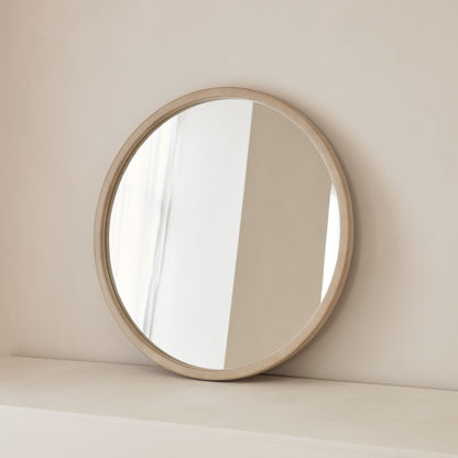 Arden - Concrete Round Wooden Wall Mirror 70cm x 70cm