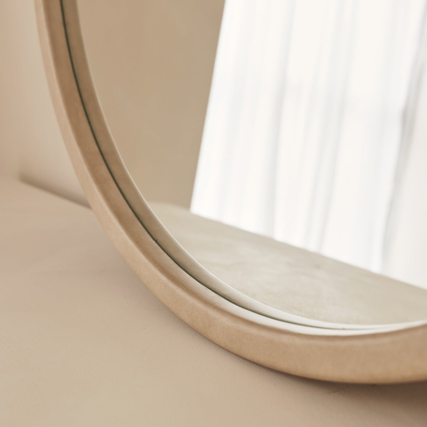 Arden - Concrete Round Wooden Wall Mirror 70cm x 70cm