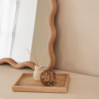 Marea - Light Wood Wavy Retro Wall Mirror 100cm x 70cm