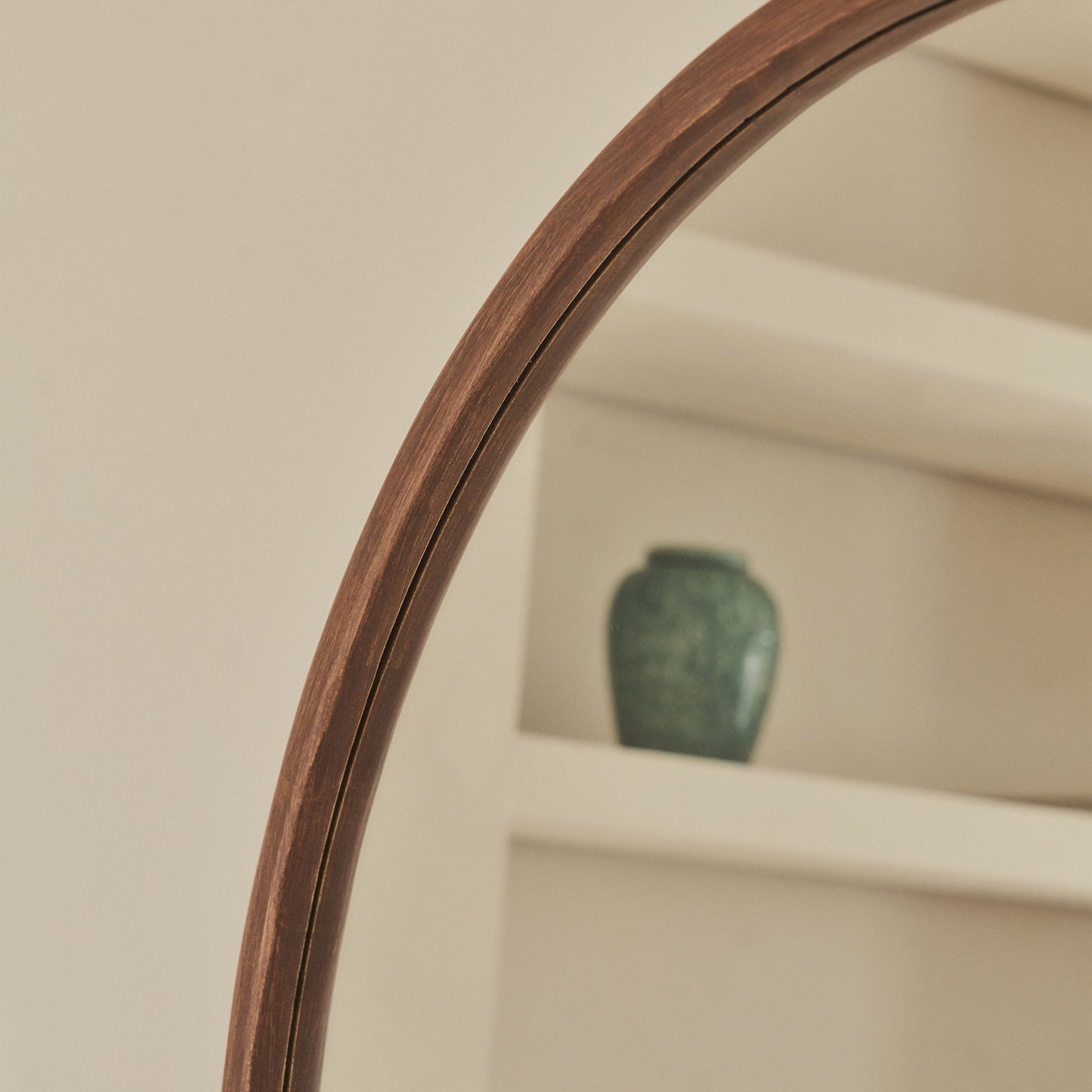 Arden - Large Dark Wood Round Wooden Wall Mirror 90cm x 90cm