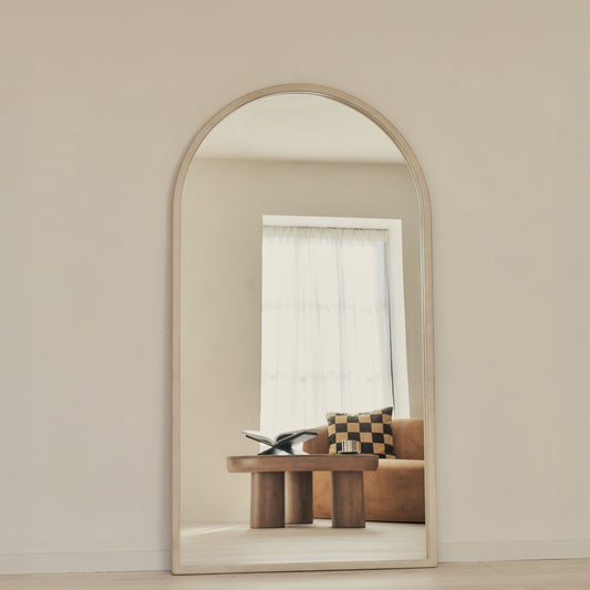 Arden - Concrete Full Length Arched Wooden Mirror 175cm x 95cm