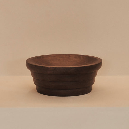 Luciana - Dark Wood Ribbed Bowl 25cm