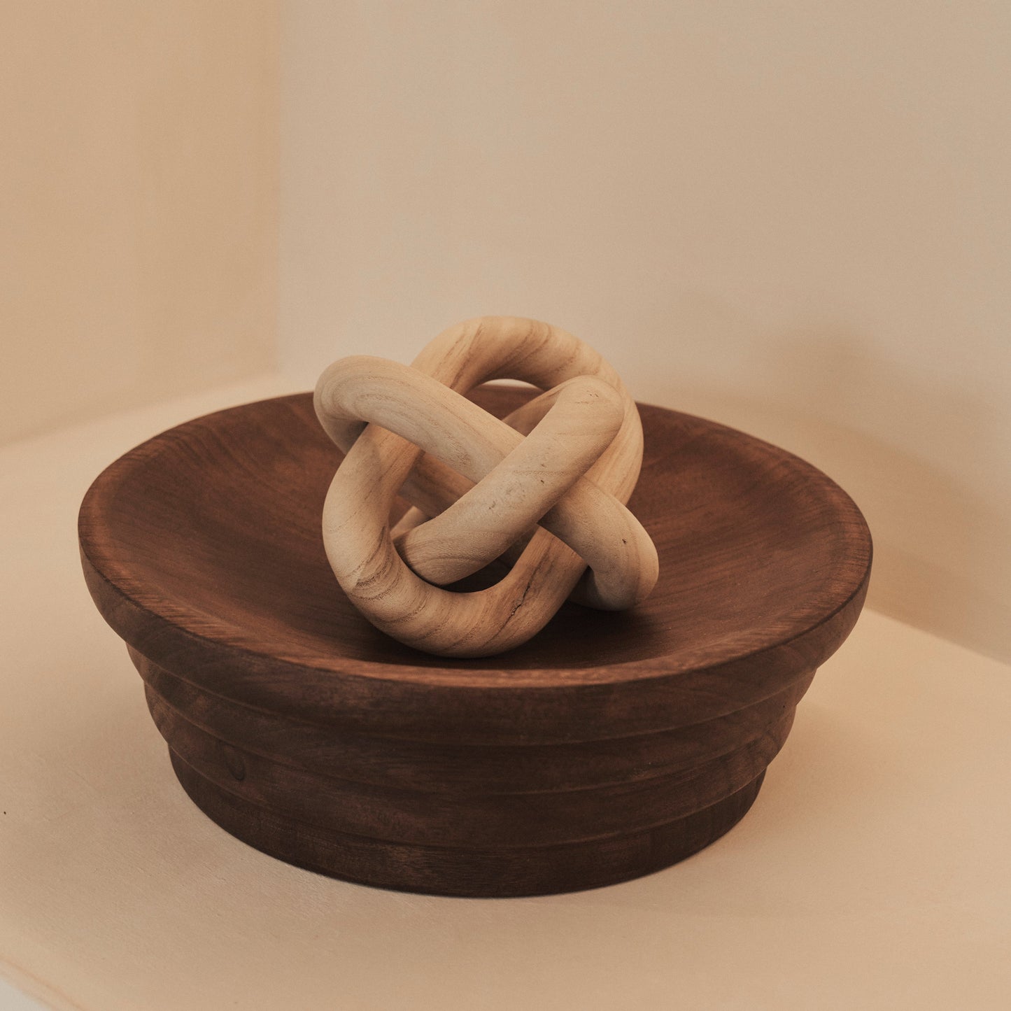 Luciana - Dark Wood Ribbed Bowl 30cm