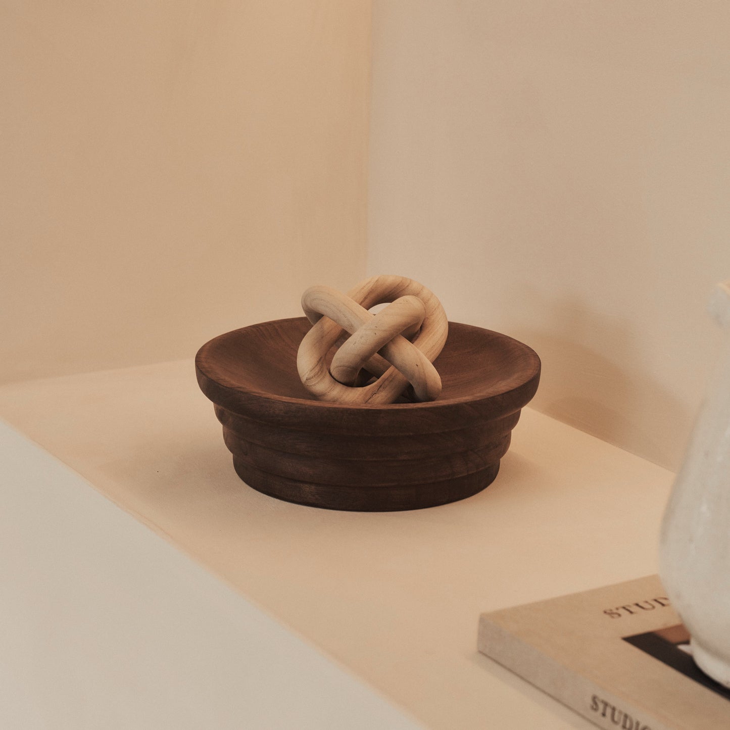 Luciana - Dark Wood Ribbed Bowl 30cm