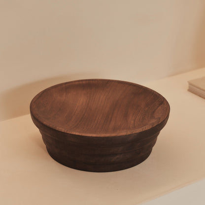 Luciana - Dark Wood Ribbed Bowl 30cm