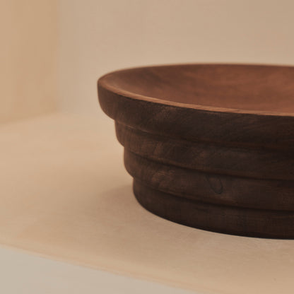 Luciana - Dark Wood Ribbed Bowl 30cm